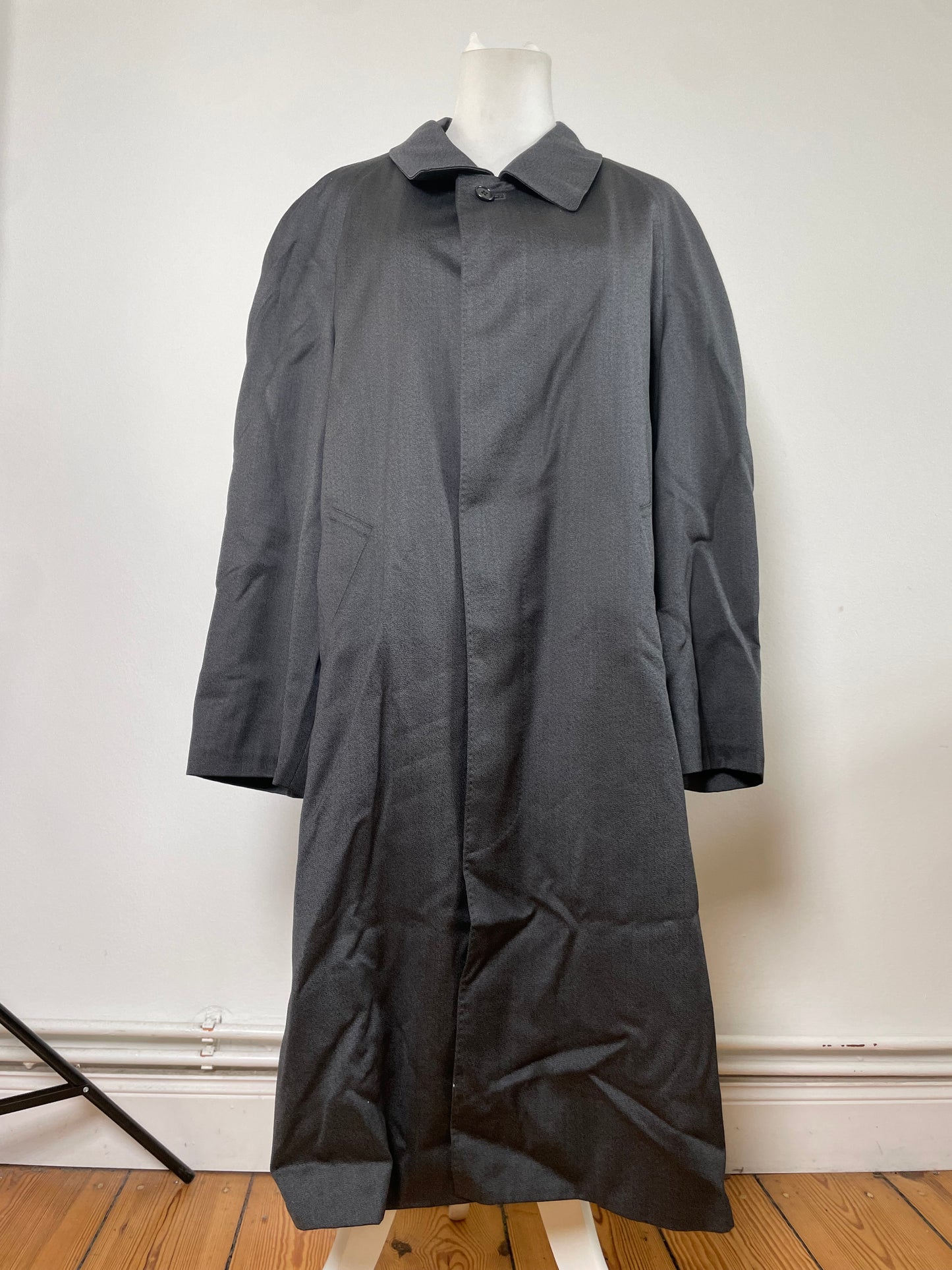 Vintage Yves Saint Laurent Men's Wool Blend Overcoat Dark Grey M