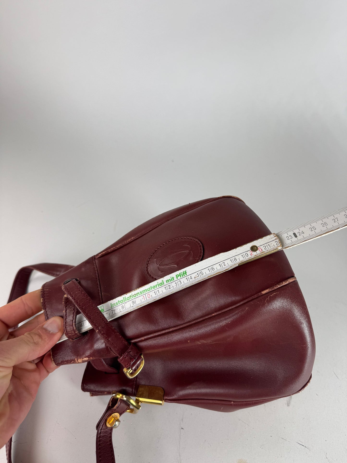 Vintage Cartier Leather Seau Bucket Bag Burgundy