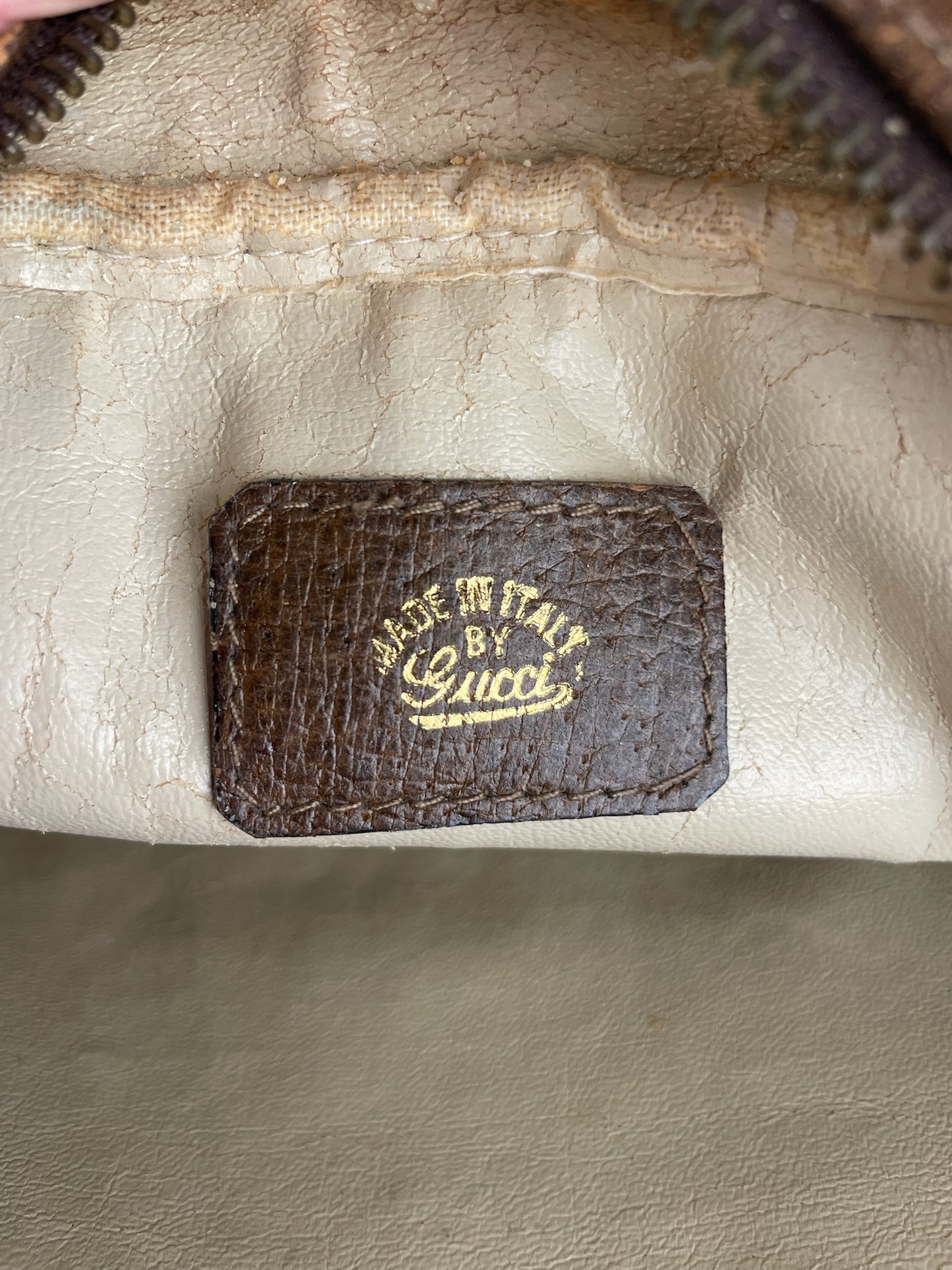 Vintage Gucci Monogram Leather Clutch Brown Grey