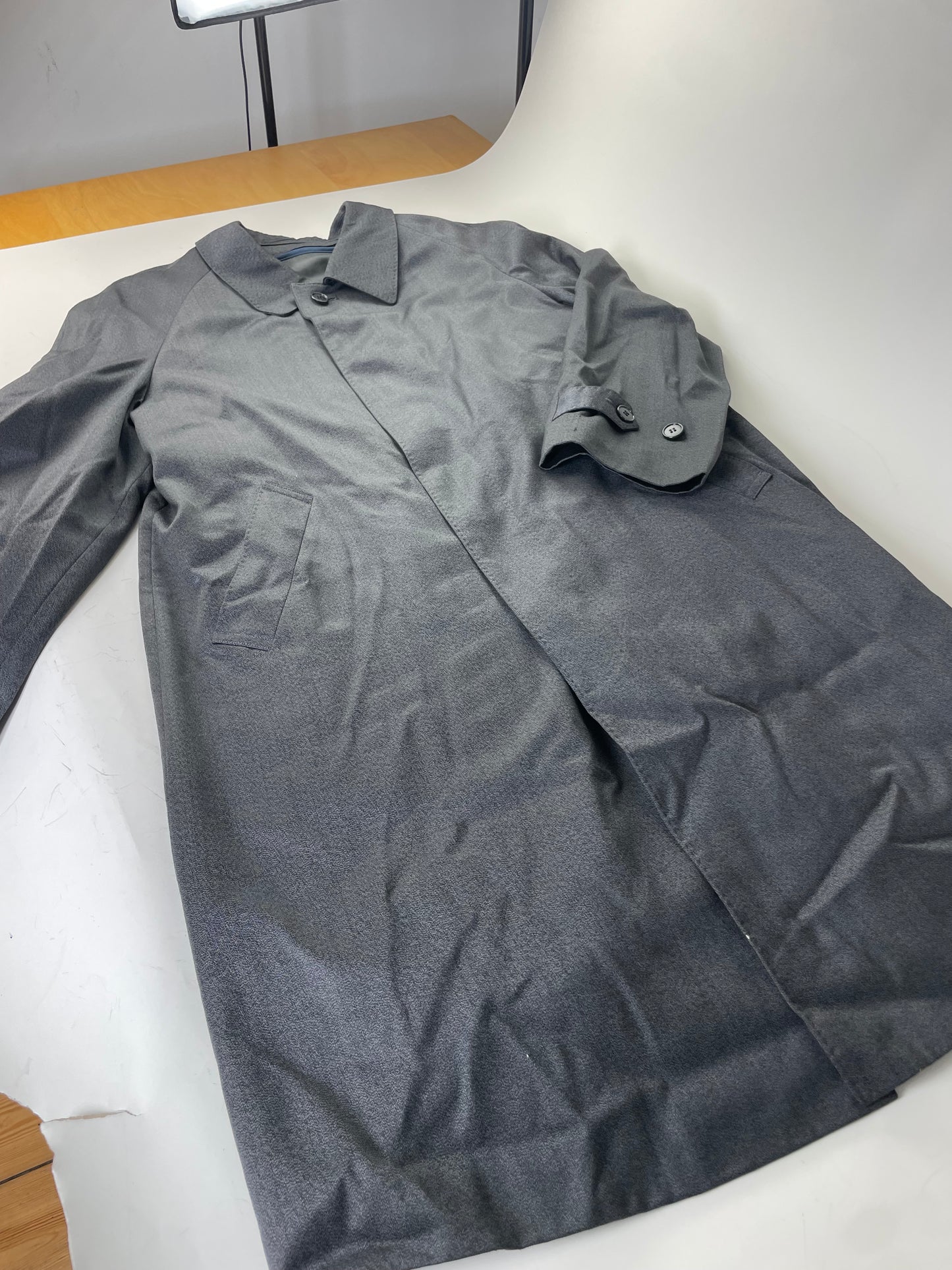 Vintage Yves Saint Laurent Men's Wool Blend Overcoat Dark Grey M