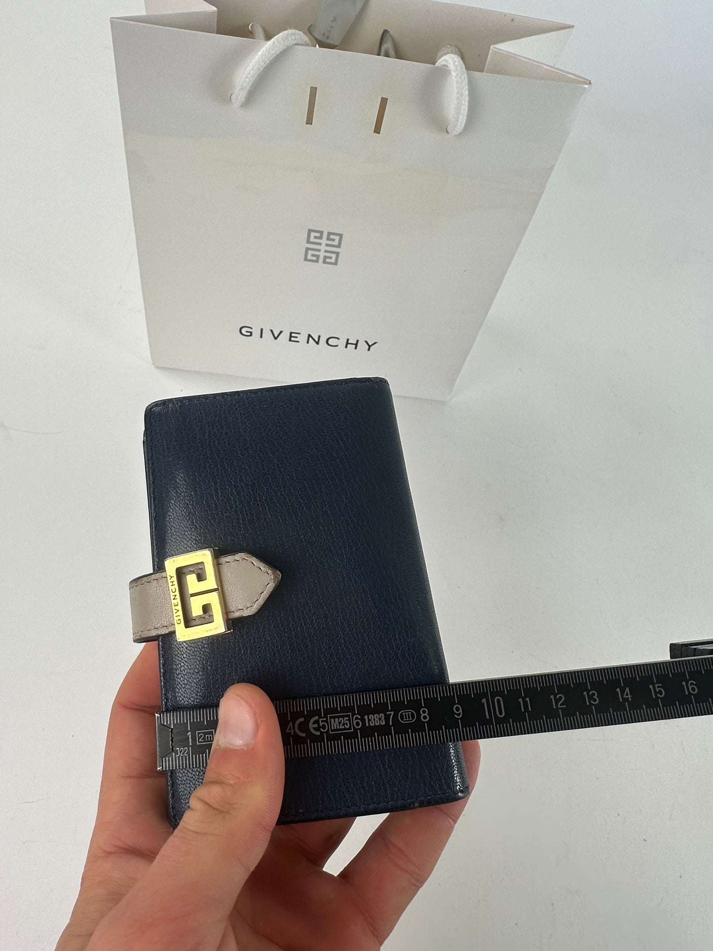 Vintage Givenchy Grained Leather Bifold Wallet Navy