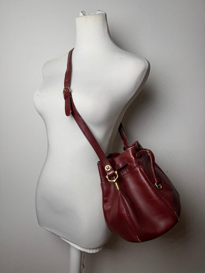 Vintage Cartier Leather Seau Bucket Bag Burgundy