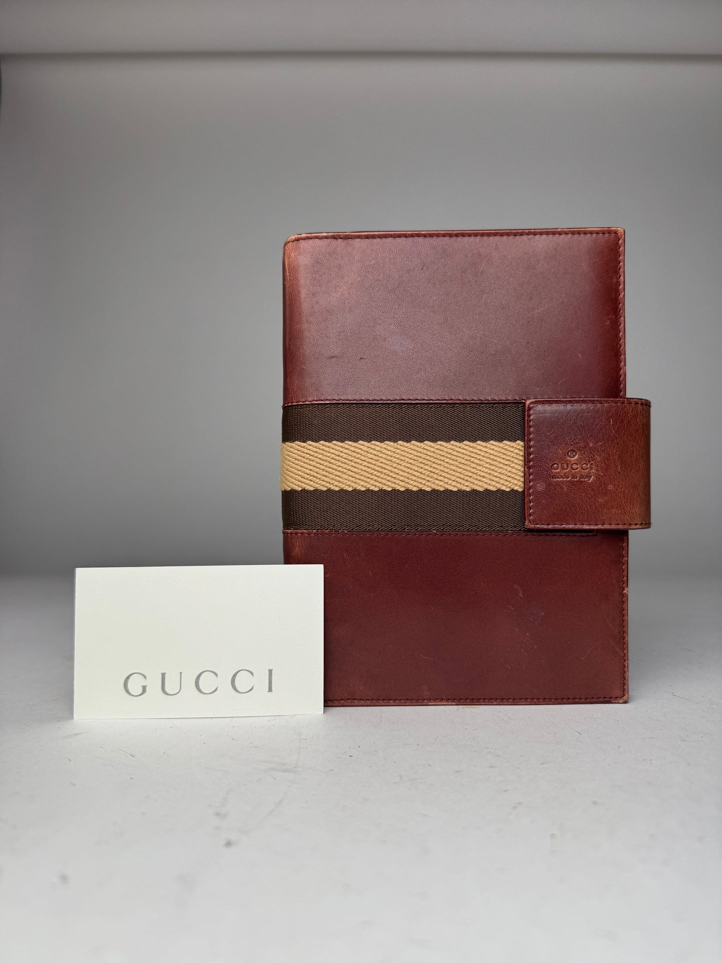 Vintage Gucci Leather Organizer Red Brown