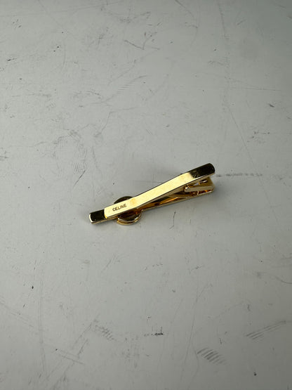 Vintage Celine Bi-Tone Metal Tie Clip Silver Gold