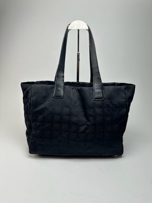 Vintage Chanel Canvas Monogram shopper black