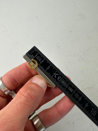 Vintage Celine Bi-Tone Metal Tie Clip Silver Gold