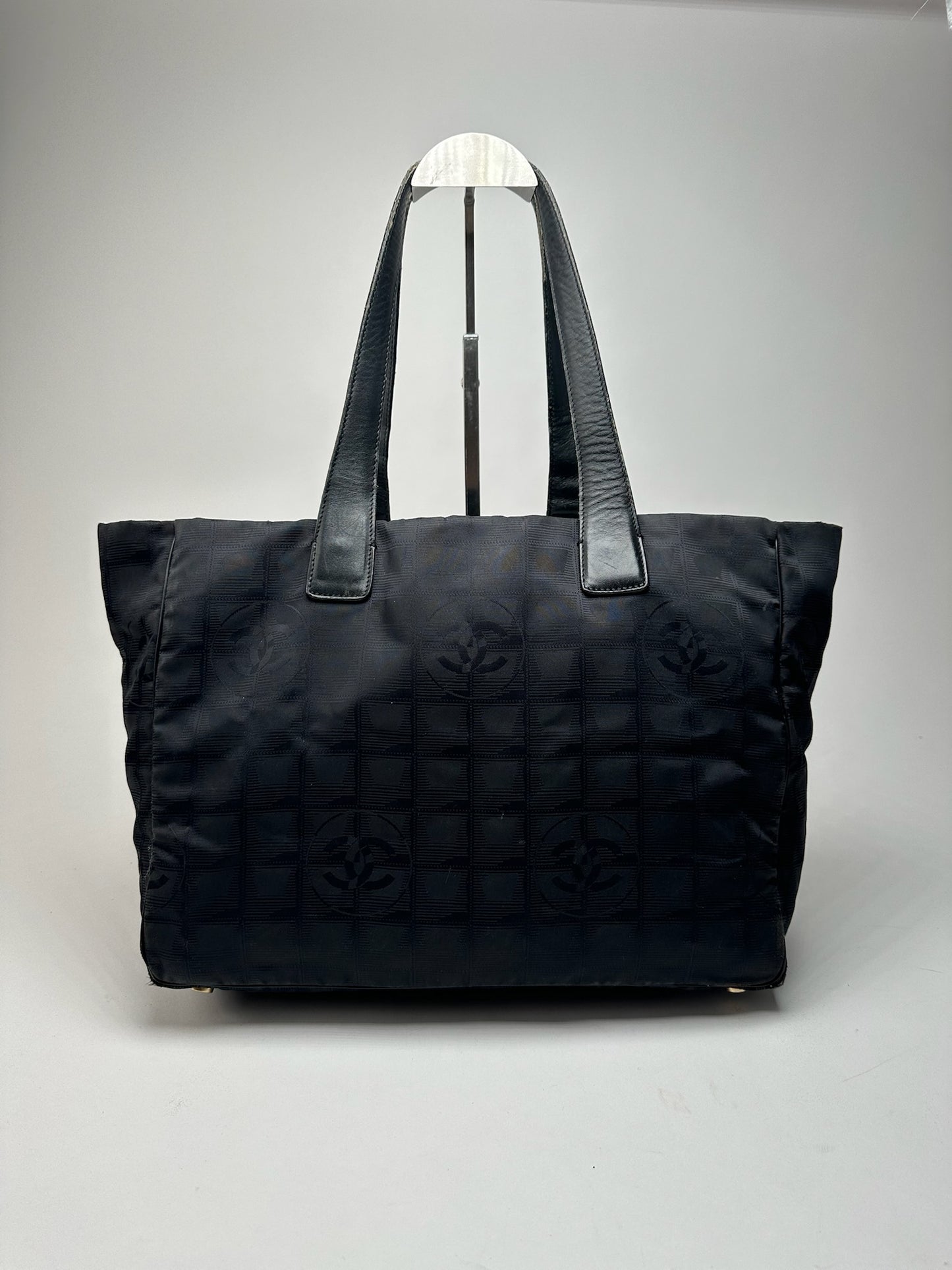 Vintage Chanel Canvas Monogram shopper black