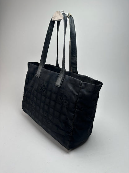 Vintage Chanel Canvas Monogram shopper black