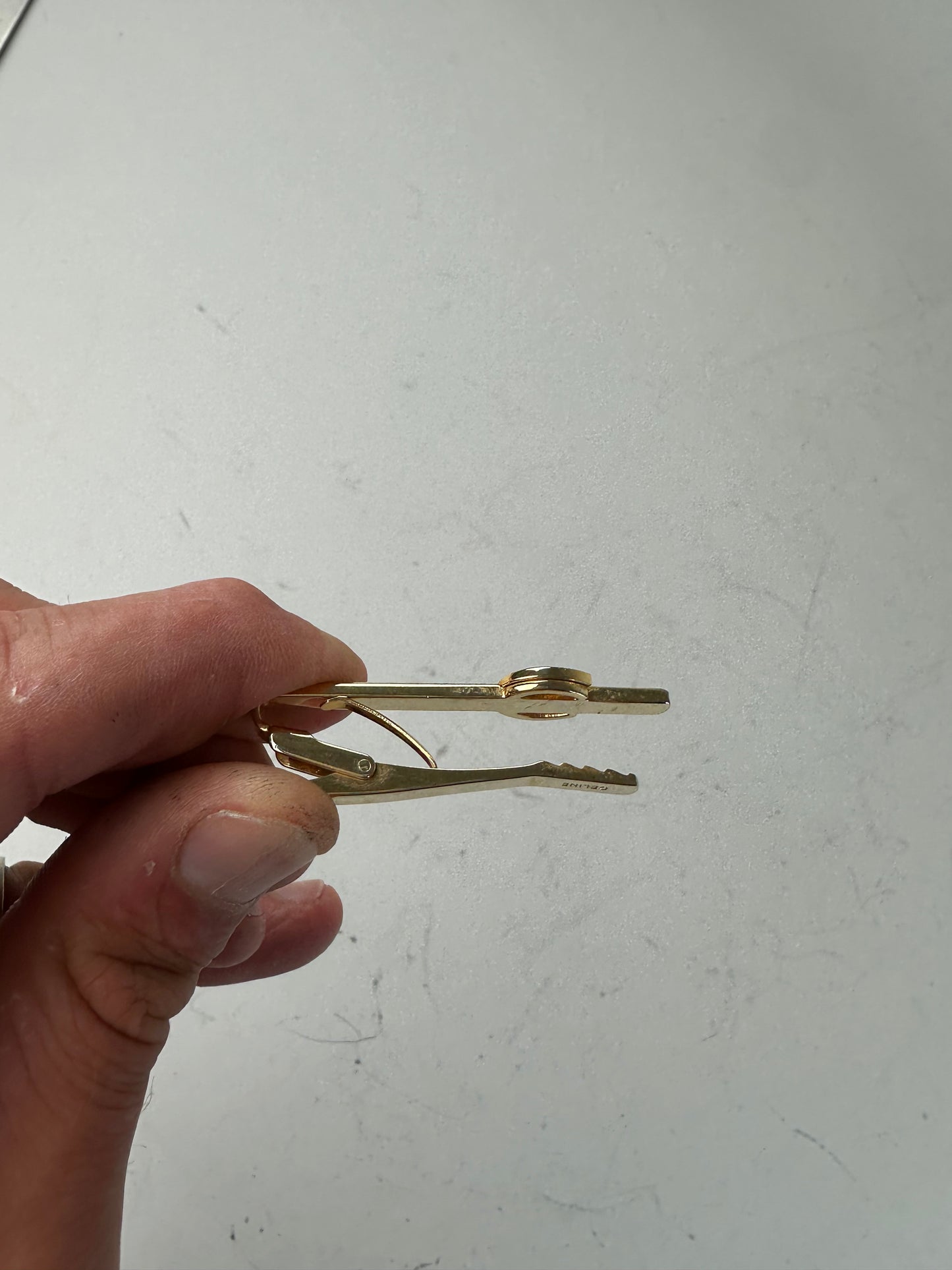 Vintage Celine Bi-Tone Metal Tie Clip Silver Gold