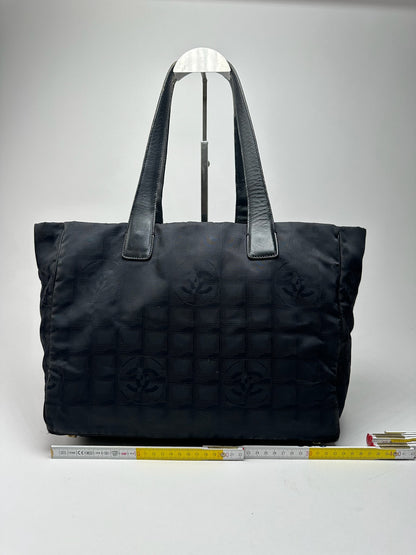 Vintage Chanel Canvas Monogram shopper black