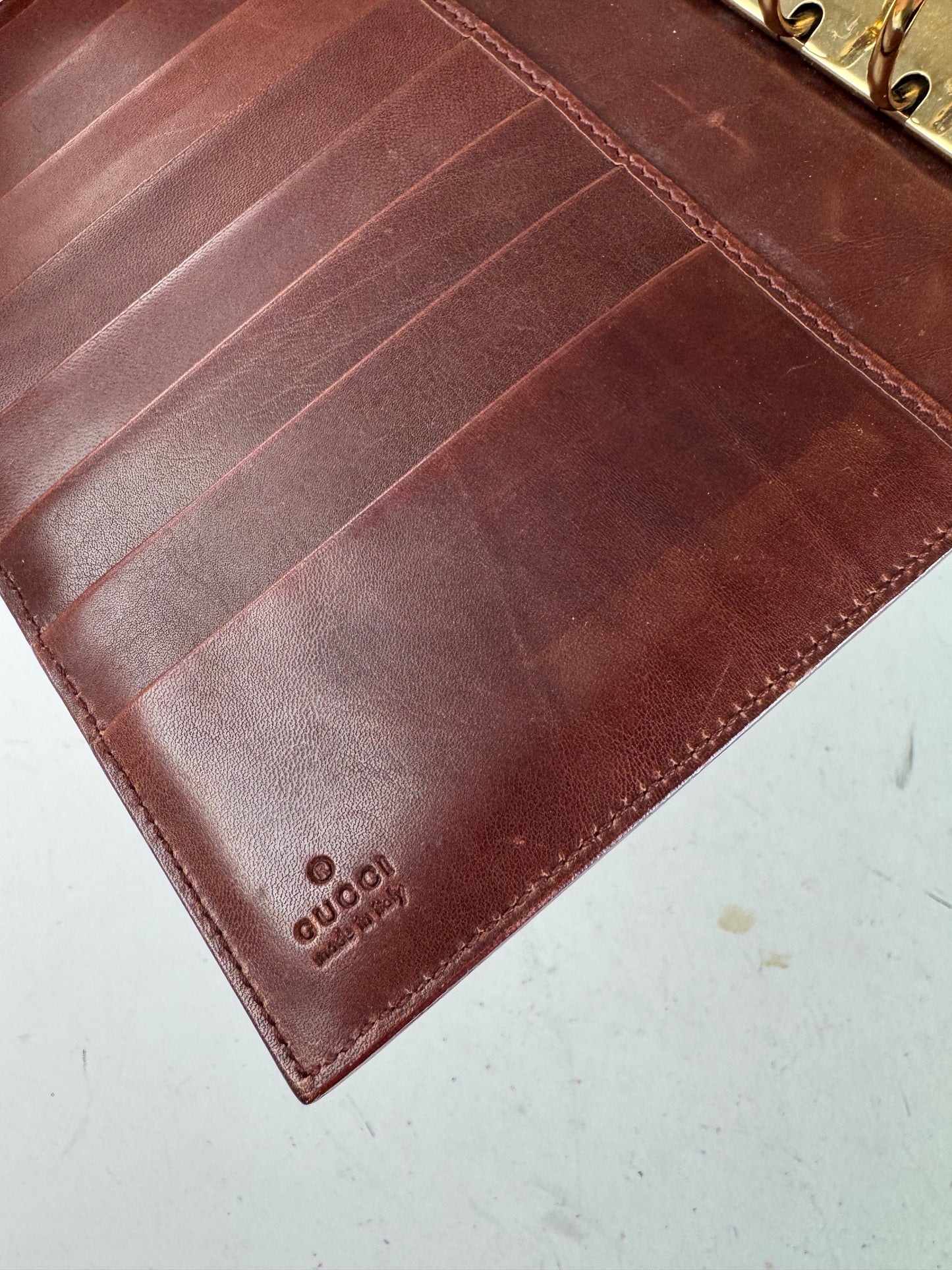 Vintage Gucci Leather Organizer Red Brown