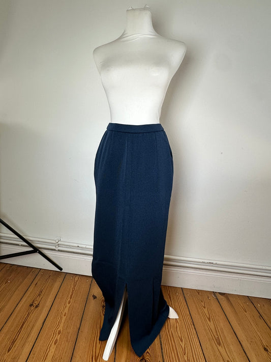 Vintage Yves Saint Laurent Navy Wool Maxi Skirt