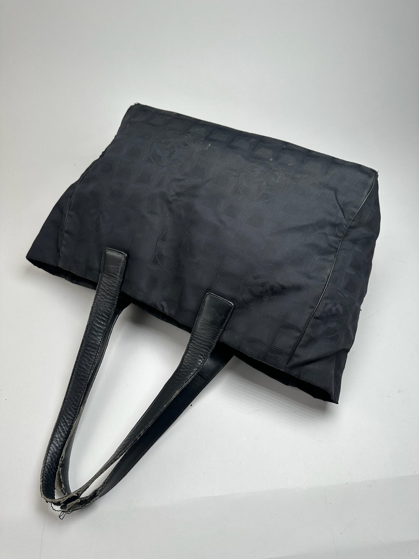 Vintage Chanel Canvas Monogram shopper black