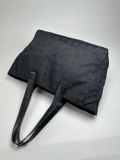 Vintage Chanel Canvas Monogram shopper black