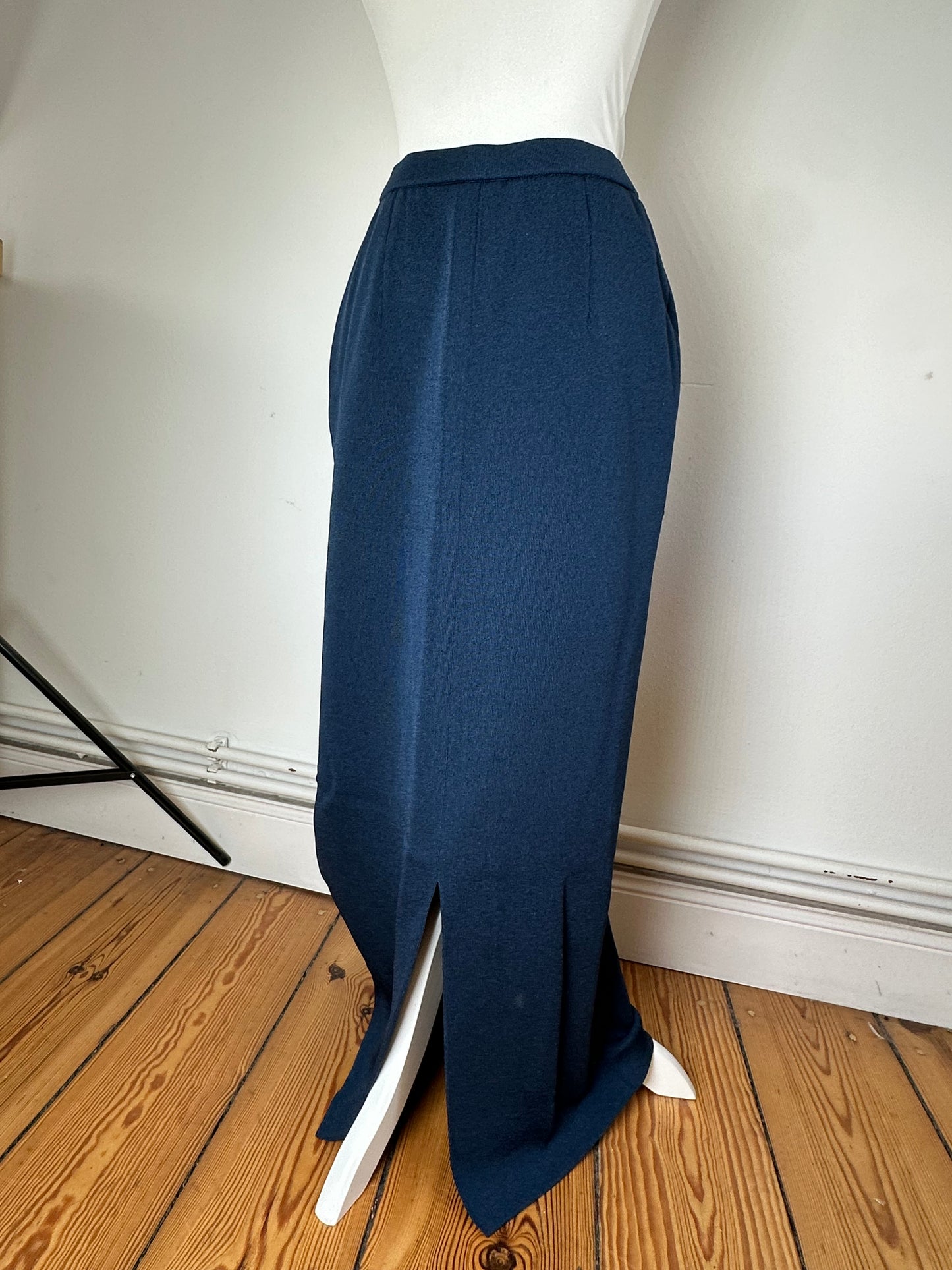 Vintage Yves Saint Laurent Navy Wool Maxi Skirt