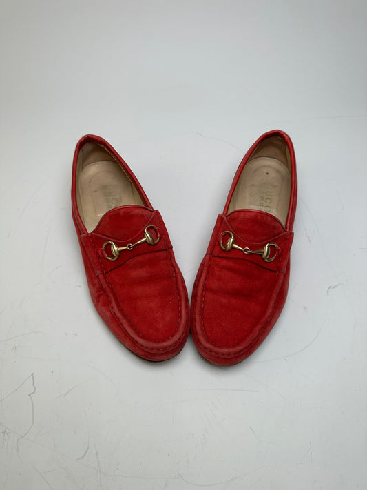 Vintage Gucci Suede Loafers Red Gold EU36