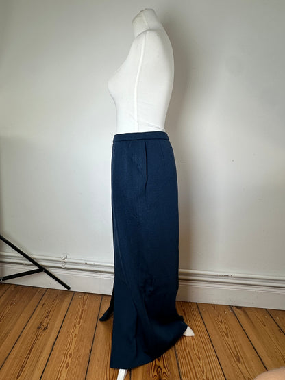 Vintage Yves Saint Laurent Navy Wool Maxi Skirt