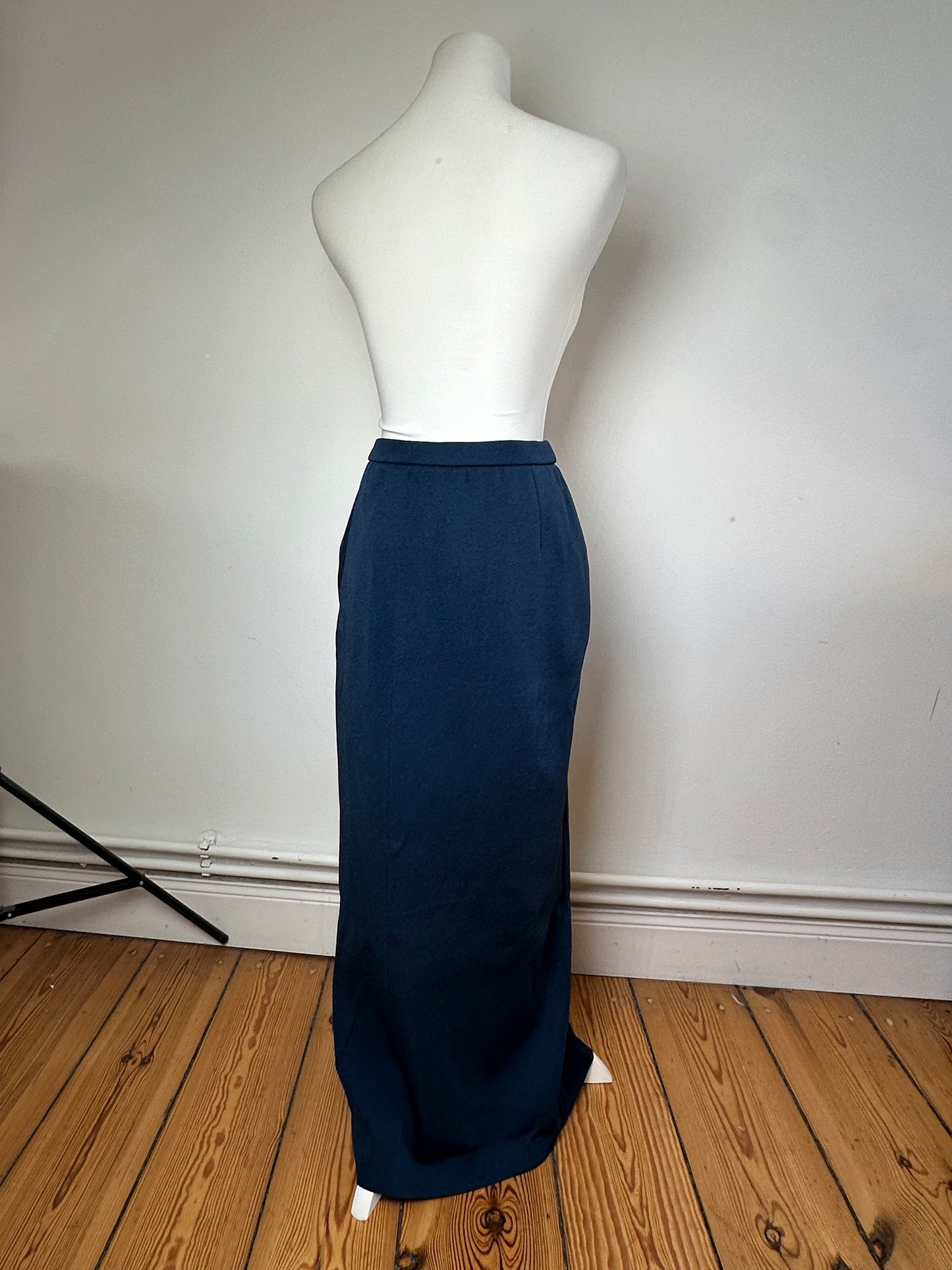 Vintage Yves Saint Laurent Navy Wool Maxi Skirt