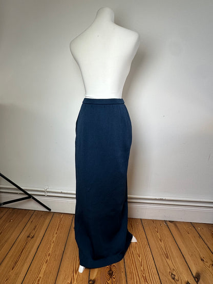 Vintage Yves Saint Laurent Navy Wool Maxi Skirt