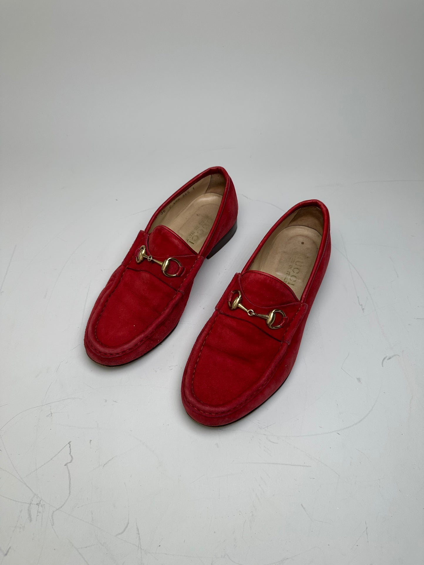 Vintage Gucci Suede Loafers Red Gold EU36