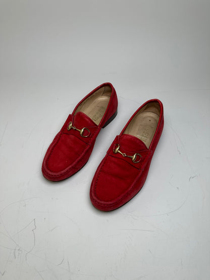 Vintage Gucci Suede Loafers Red Gold EU36