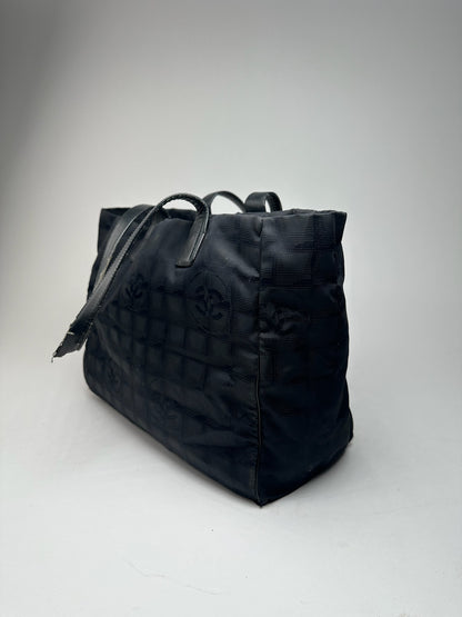 Vintage Chanel Canvas Monogram shopper black