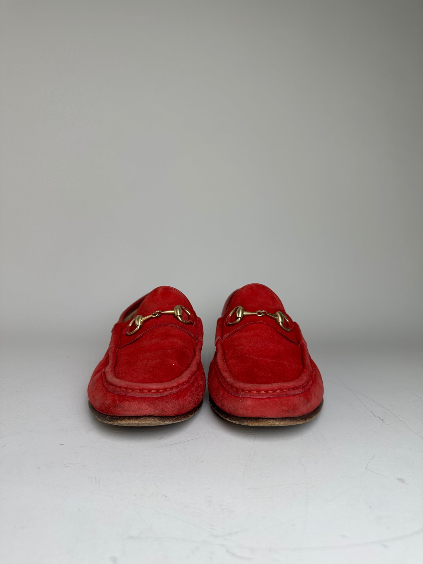Vintage Gucci Suede Loafers Red Gold EU36