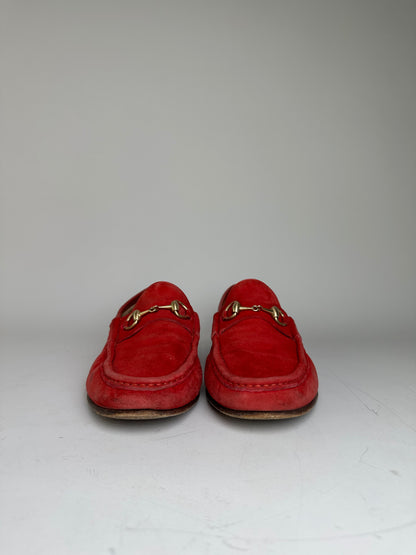 Vintage Gucci Suede Loafers Red Gold EU36