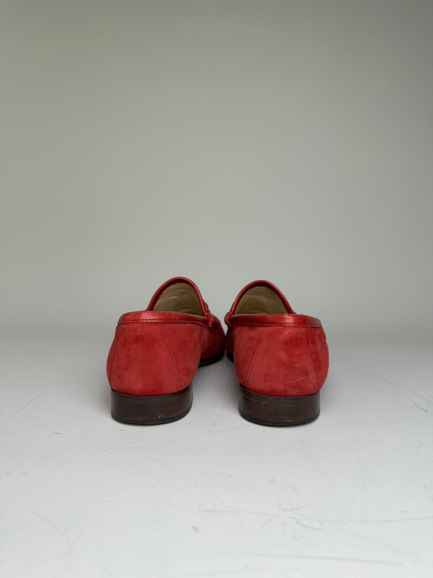 Vintage Gucci Suede Loafers Red Gold EU36