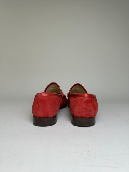 Vintage Gucci Suede Loafers Red Gold EU36