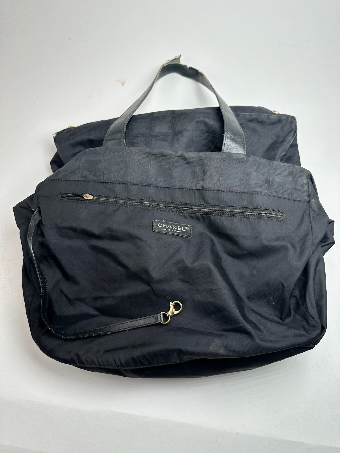 Vintage Chanel Canvas Monogram shopper black