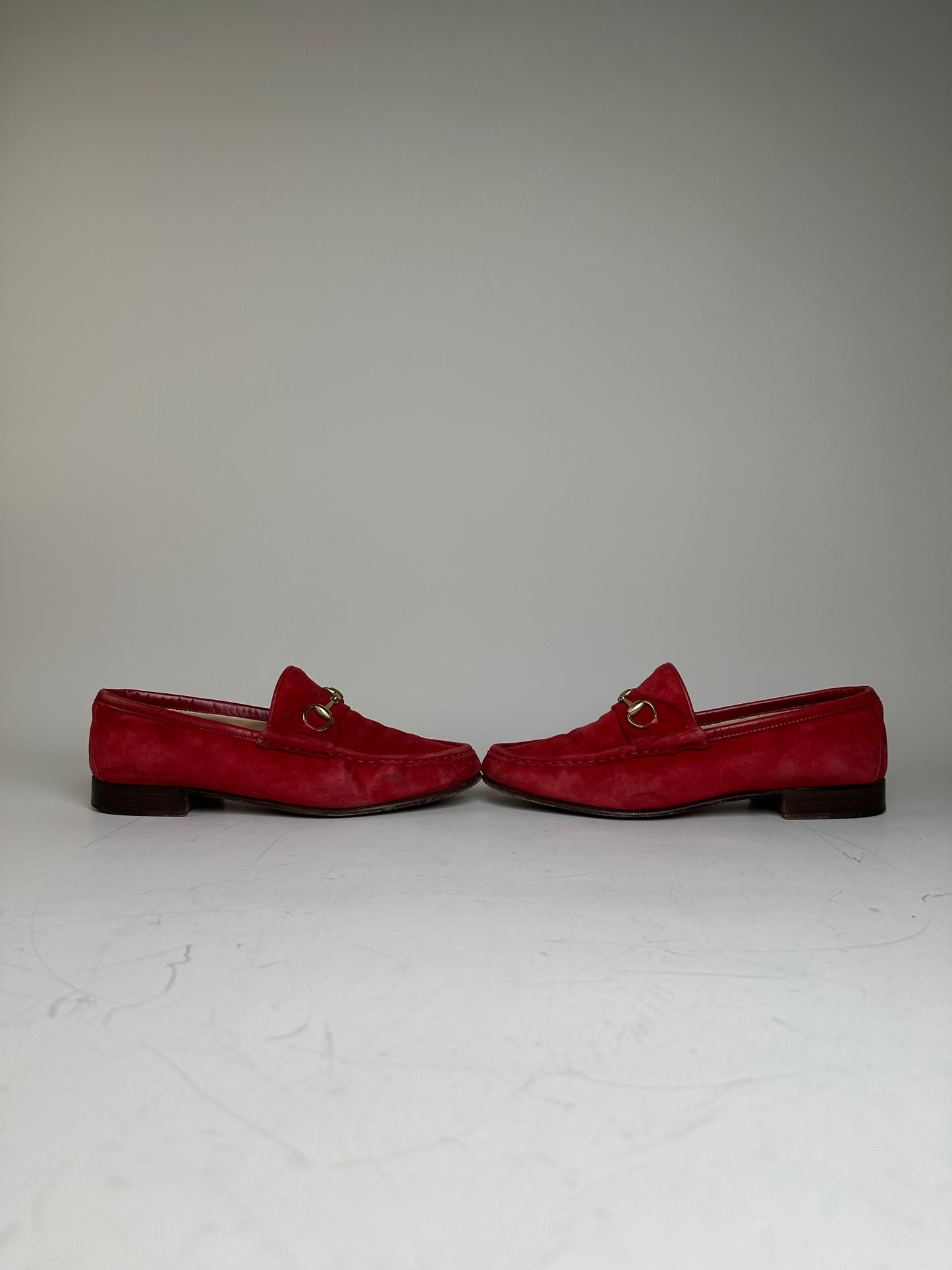 Vintage Gucci Suede Loafers Red Gold EU36