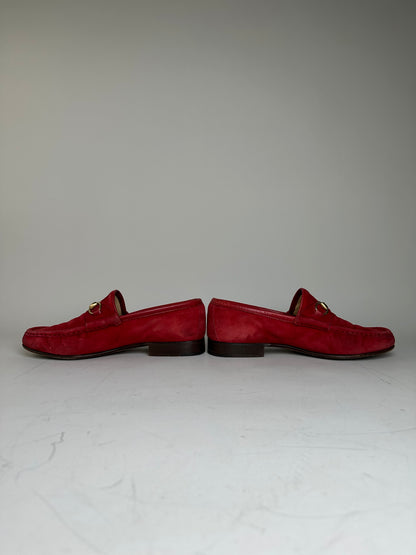 Vintage Gucci Suede Loafers Red Gold EU36