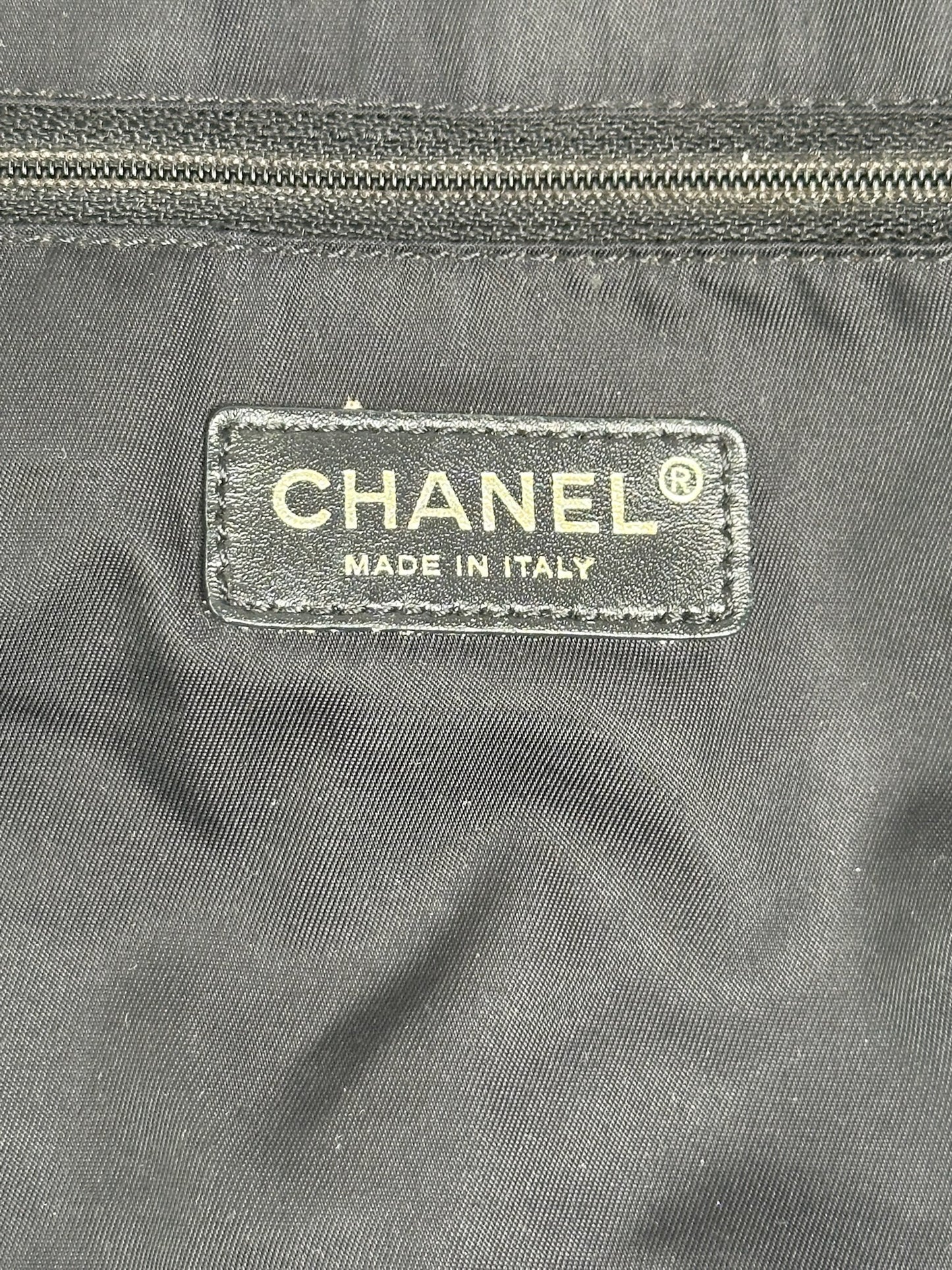 Vintage Chanel Canvas Monogram shopper black