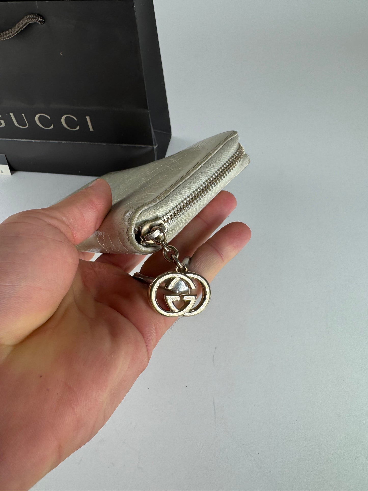 Vintage Gucci Leather Monogram Wallet white