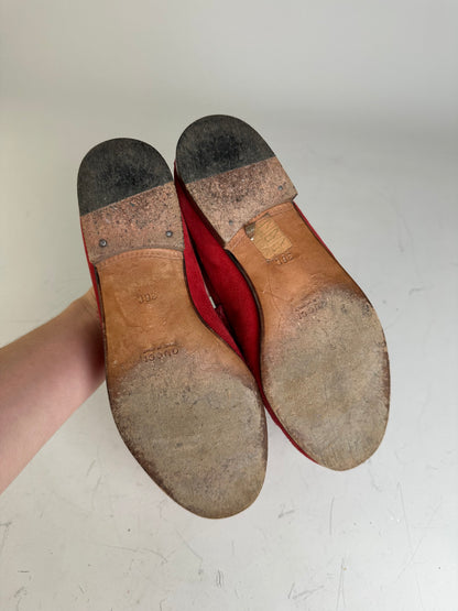 Vintage Gucci Suede Loafers Red Gold EU36