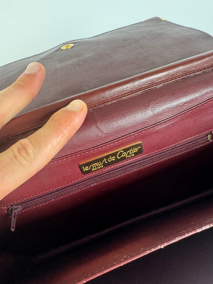 Vintage Cartier Leather Bag Burgundy