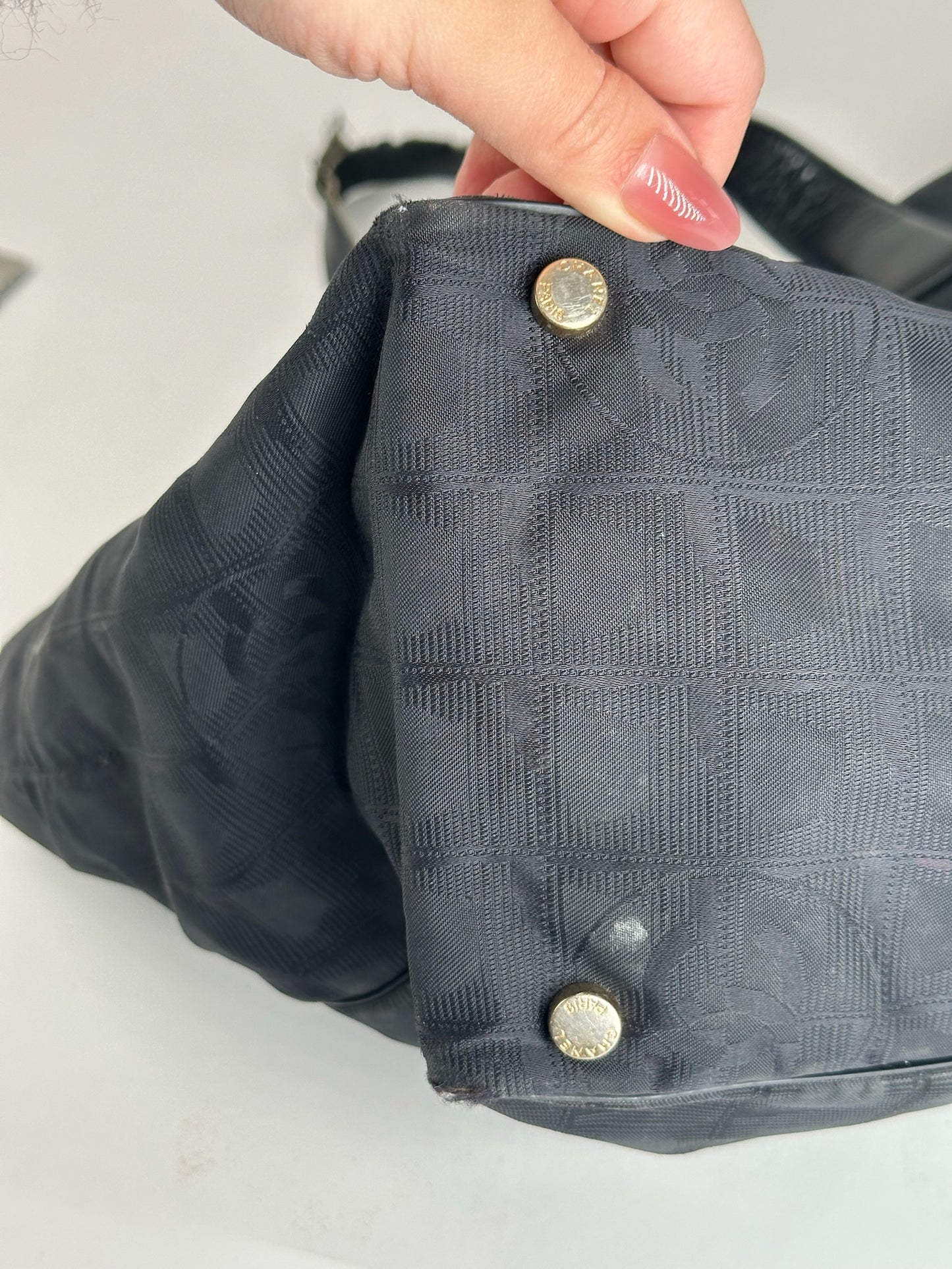 Vintage Chanel Canvas Monogram shopper black