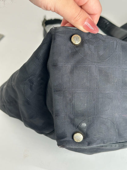 Vintage Chanel Canvas Monogram shopper black