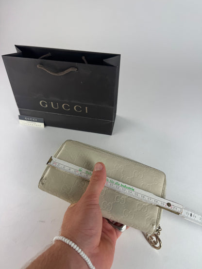 Vintage Gucci Leather Monogram Wallet white