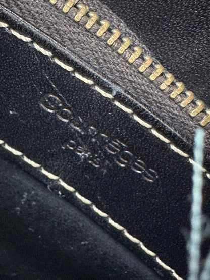 Vintage Courreges Paris Leather Crossbody Flap Bag Black