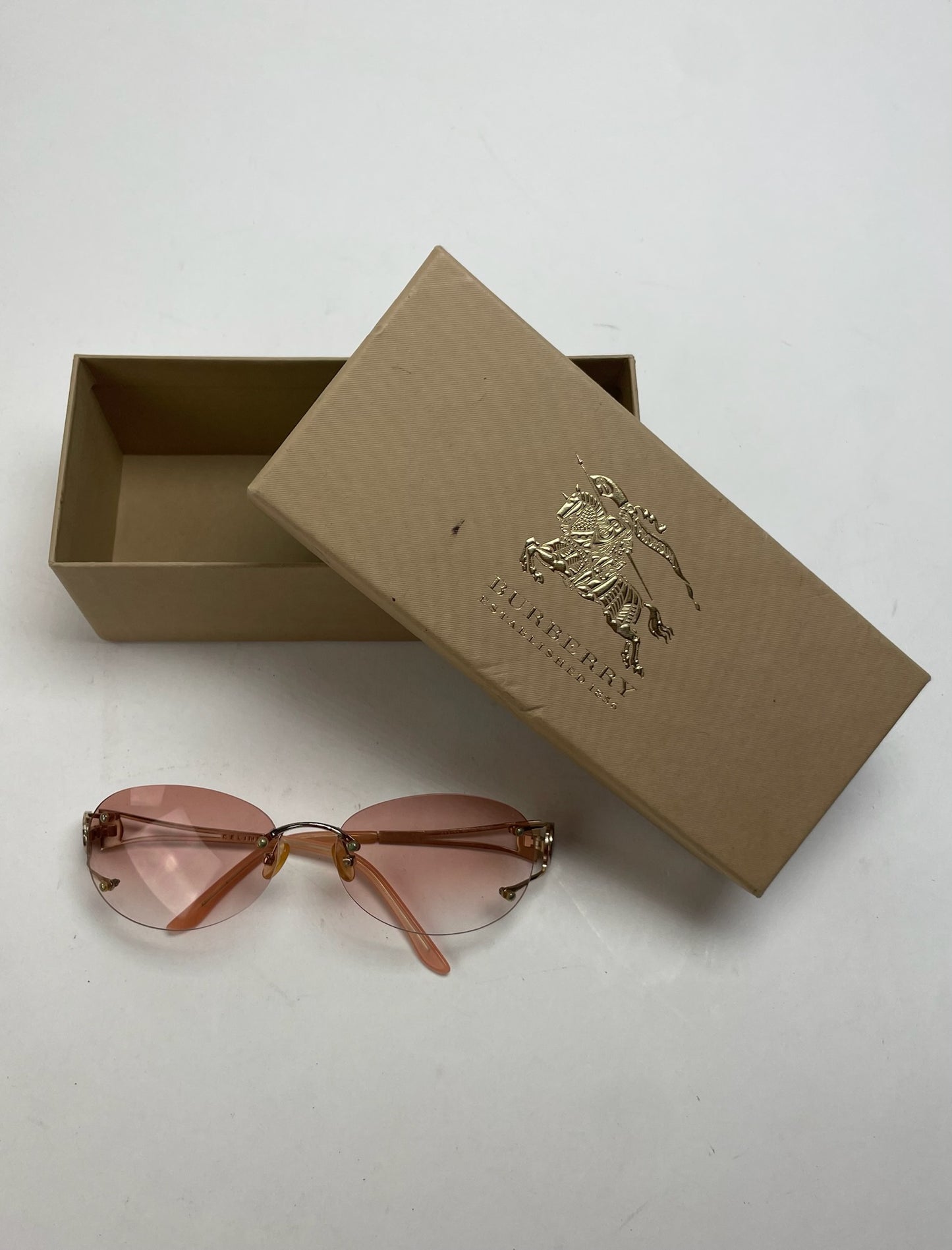 Vintage Celine Paris Rimless Sunglasses Pink