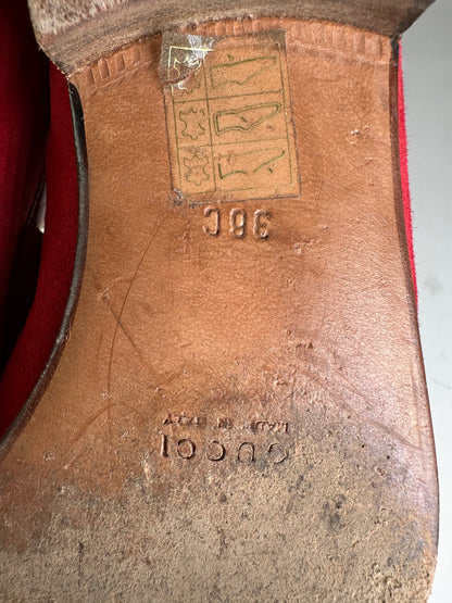 Vintage Gucci Suede Loafers Red Gold EU36