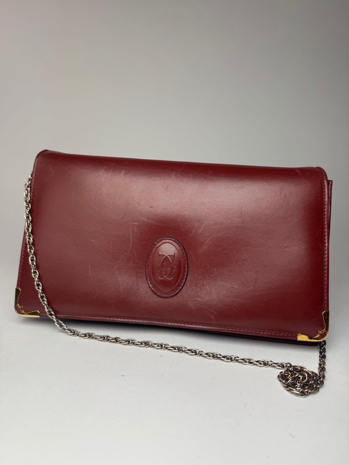Vintage Cartier Leather Bag Burgundy