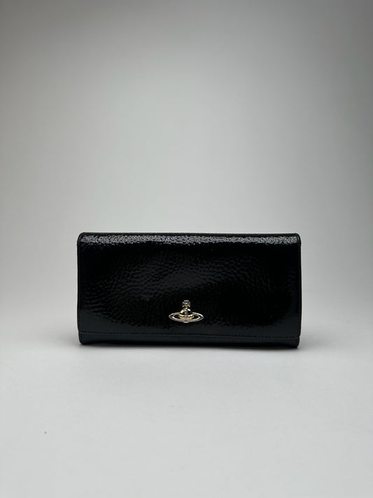 Portefeuille vintage en cuir noir Vivienne Westwood