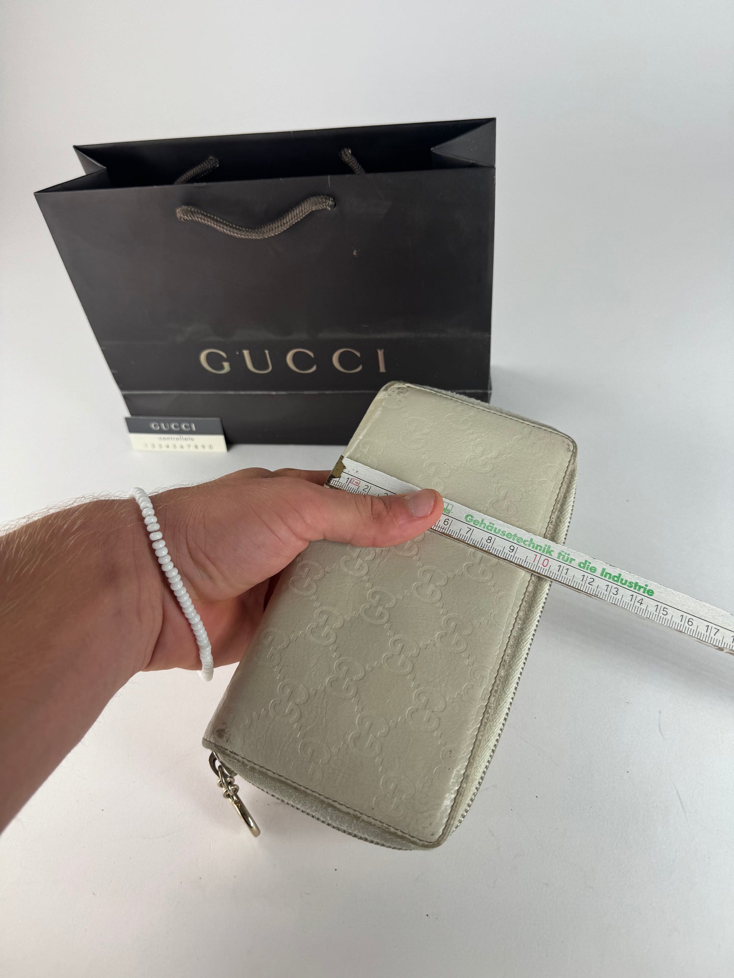 Vintage Gucci Leather Monogram Wallet white