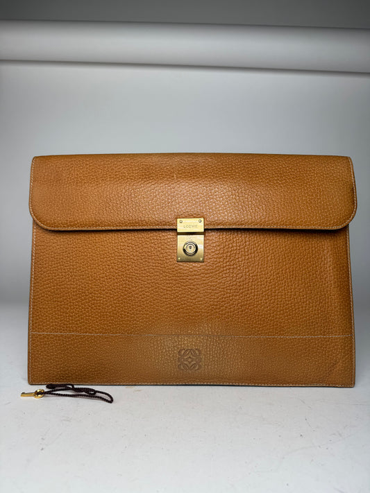 Vintage Loewe Madrid Leather Clutch Brown