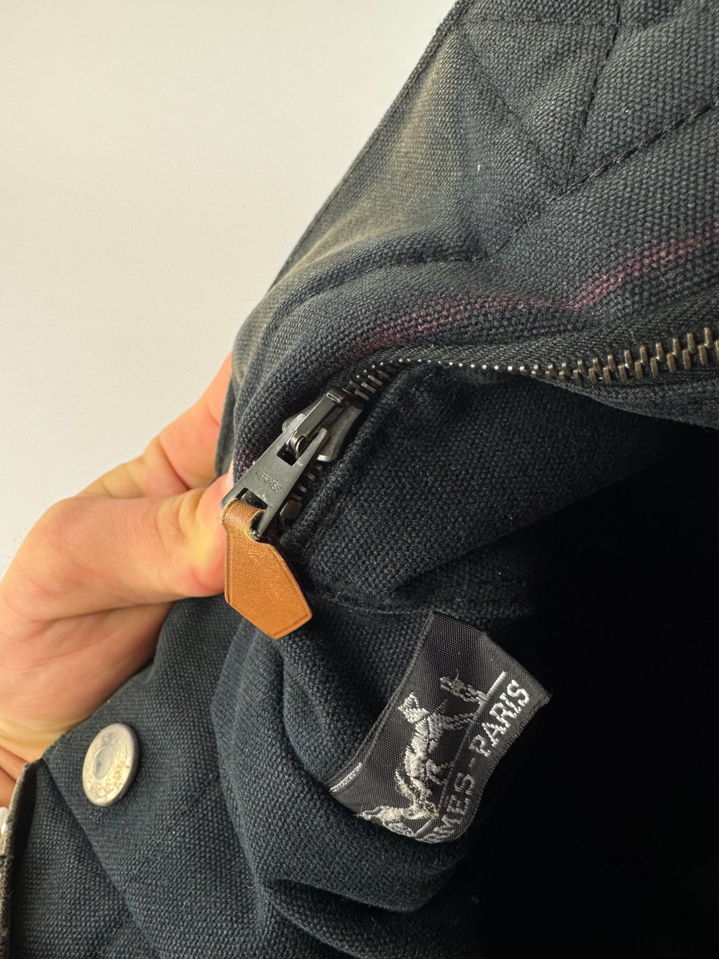 Vintage Hermes Canvas Tote Bag black Grey