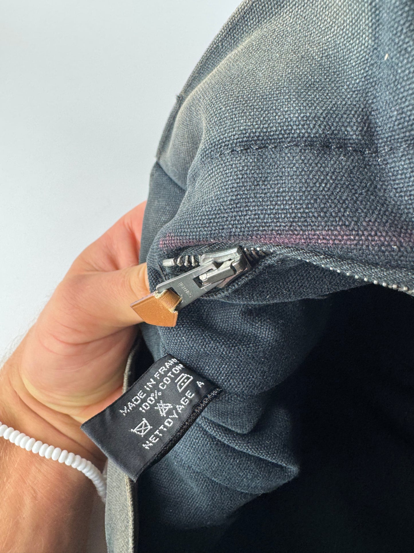 Vintage Hermes Canvas Tote Bag black Grey