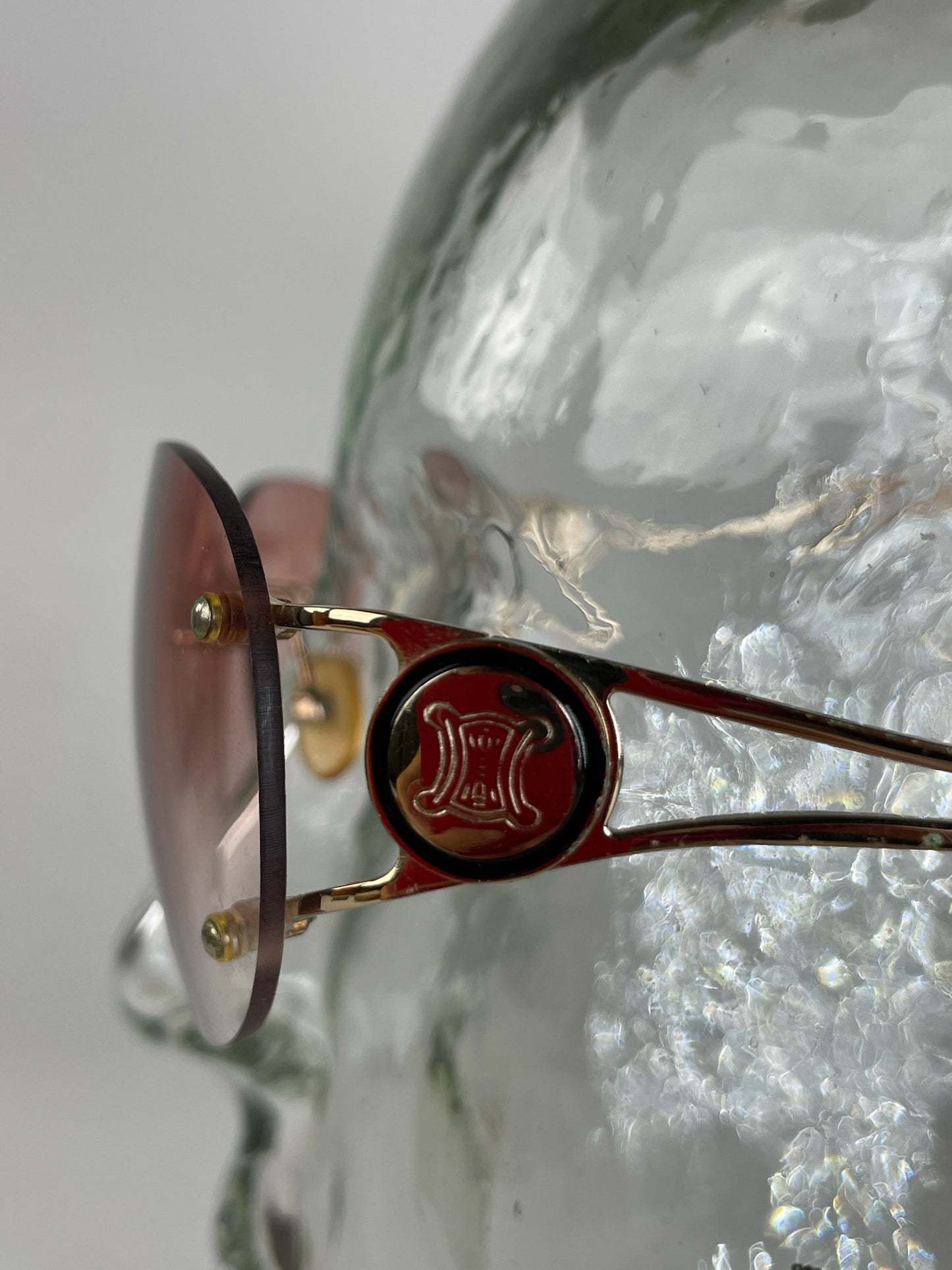 Vintage Celine Paris Rimless Sunglasses Pink